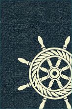 Пушистый ковер Морской NAUTICAL WHEEL темно-синий