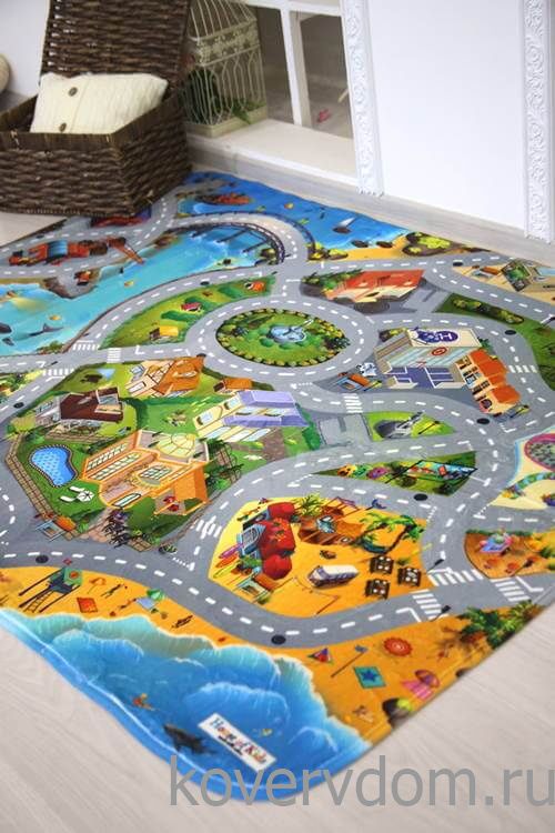 Детский развивающий 3D ковер с дорогами Сказочный Городок у моря 86031
